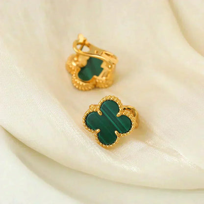 [Regal Jewels]CLOVER MEDIUM 1 MOTIFS MALACHITE  EARRINGS