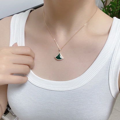 [Aura Jewels]DREAM MALACHITE DIAMOND PAVED PINK GOLD NECKLACE