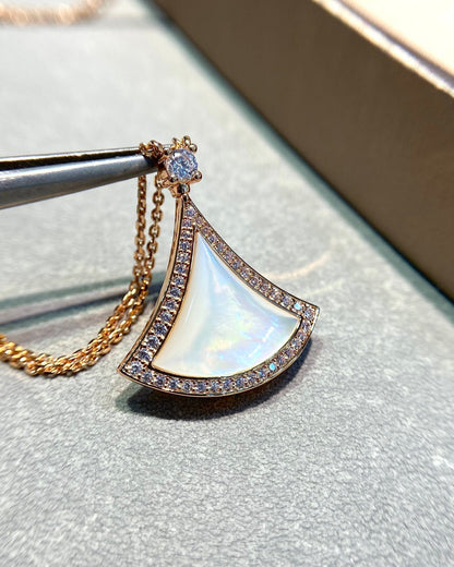 [Aura Jewels]DREAM MOP DIAMOND PAVED PINK GOLD NECKLACE