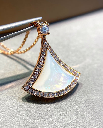[Aura Jewels]DREAM MOP DIAMOND PAVED PINK GOLD NECKLACE