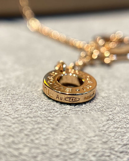 [Aura Jewels]DREAM MOP DIAMOND PAVED PINK GOLD NECKLACE