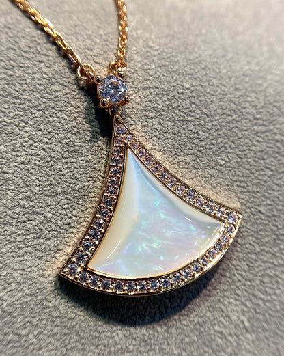 [Aura Jewels]DREAM MOP DIAMOND PAVED PINK GOLD NECKLACE