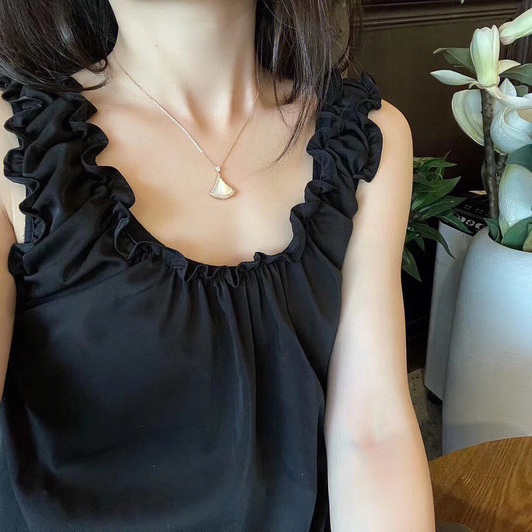 [Aura Jewels]DREAM MOP DIAMOND PAVED PINK GOLD NECKLACE