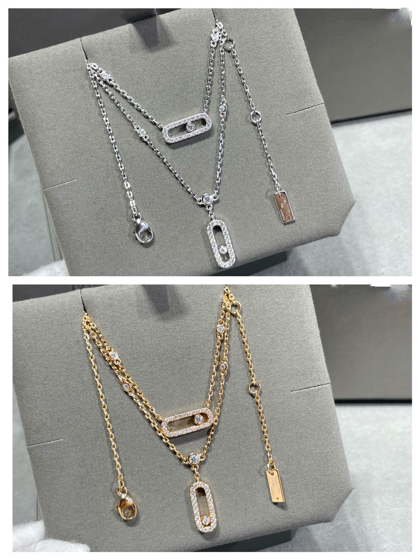 [Regal Jewels]MOVE 2 ROW DIAMOND NECKLACE