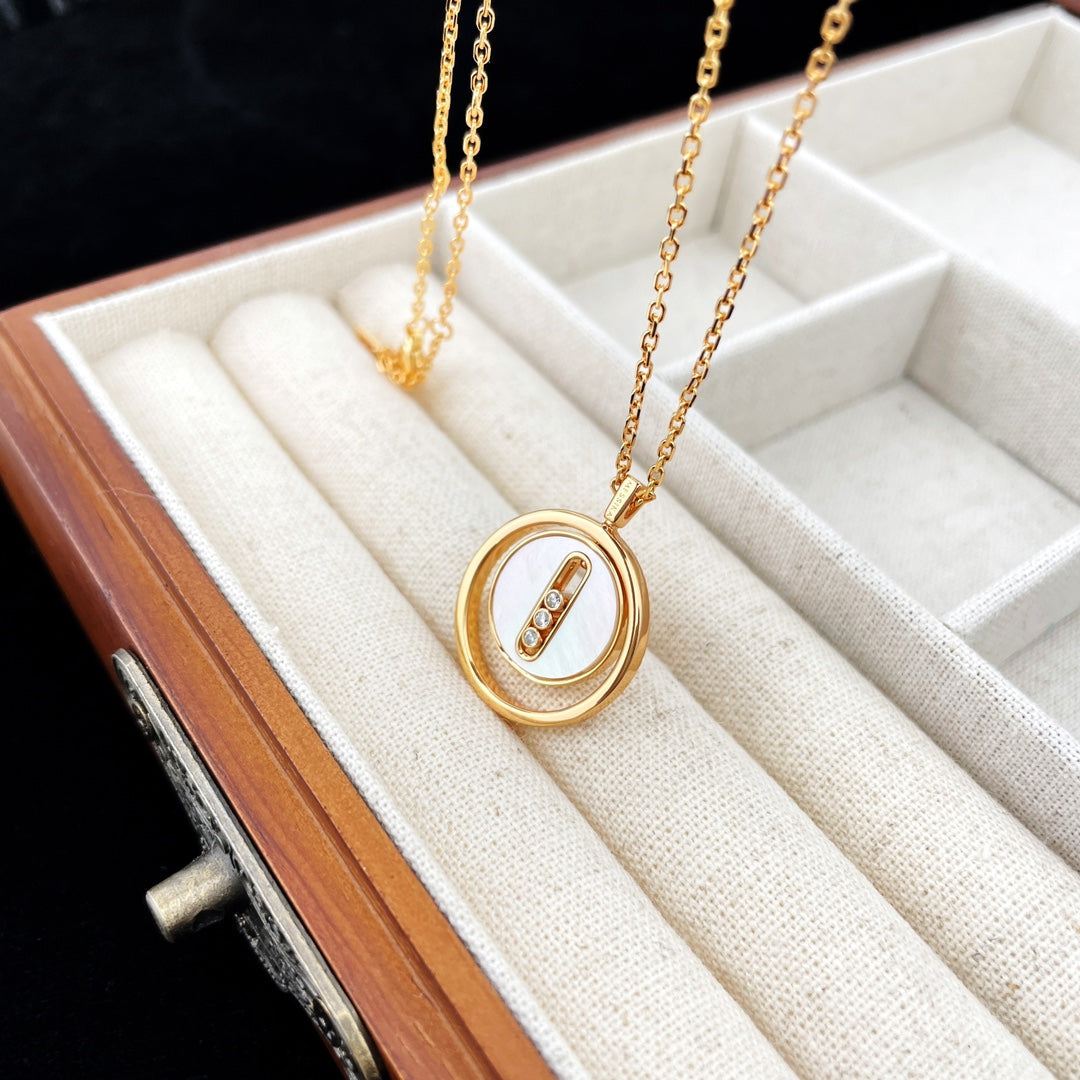 [Regal Jewels]LUCKY MOVE MOP PINK GOLD NECKLACE