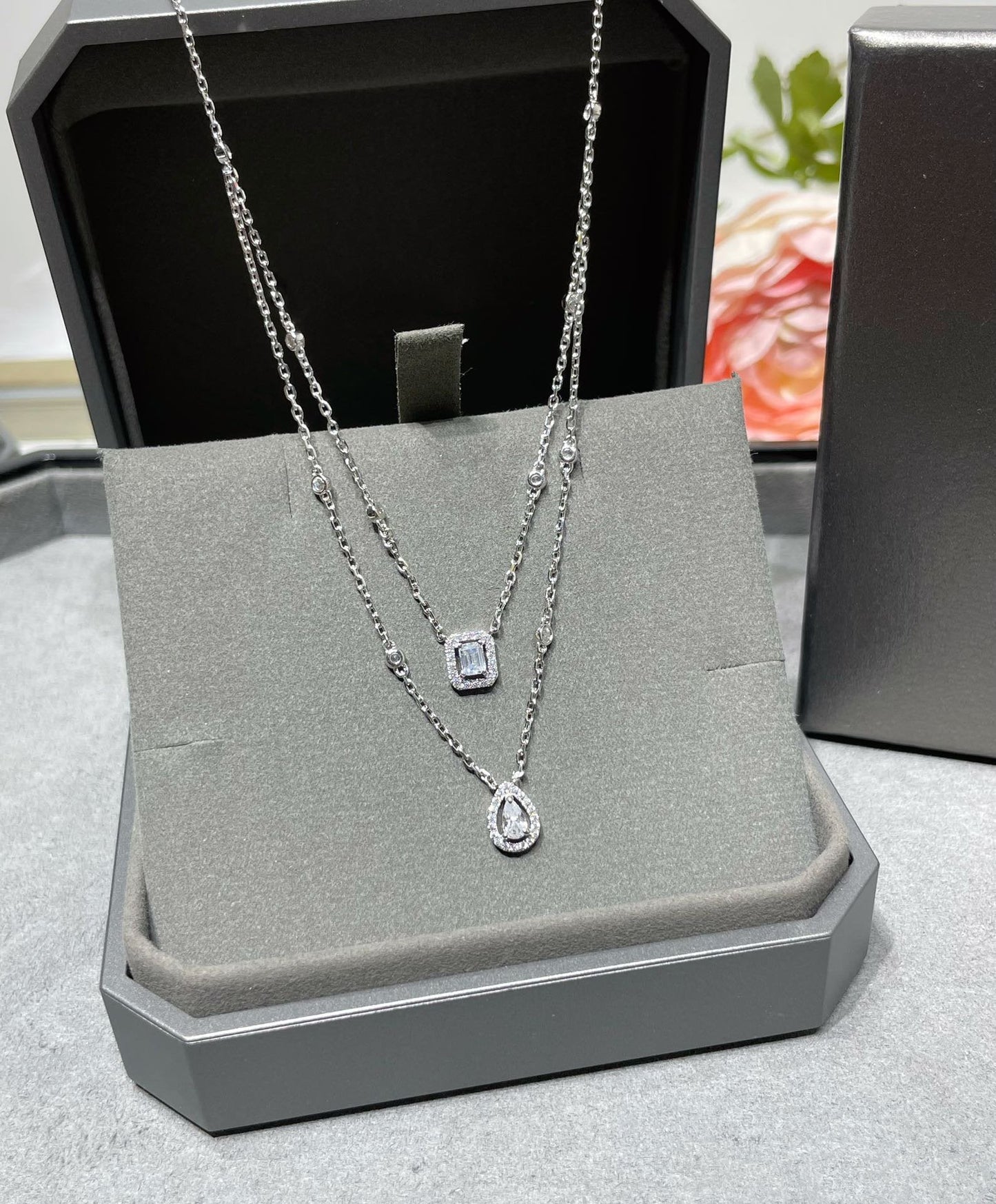 [Regal Jewels]MY TWIN 2 ROW DIAMOND NECKLACE