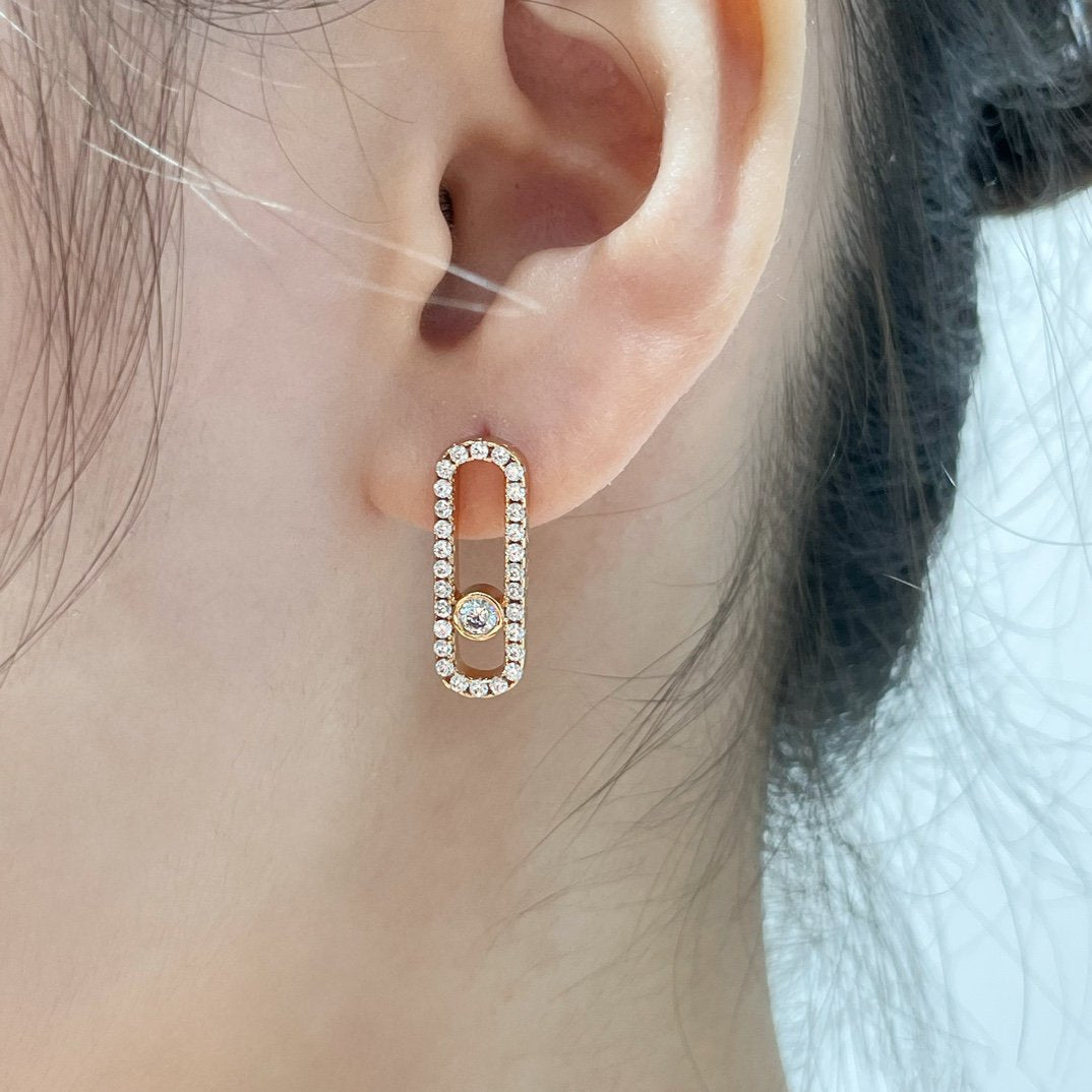 [Regal Jewels]MOVE UNO STUD DIAMOND PAVED EARRINGS