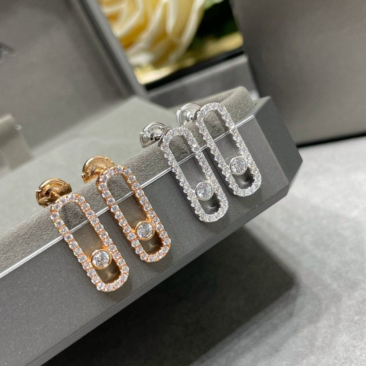 [Regal Jewels]MOVE UNO STUD DIAMOND PAVED EARRINGS