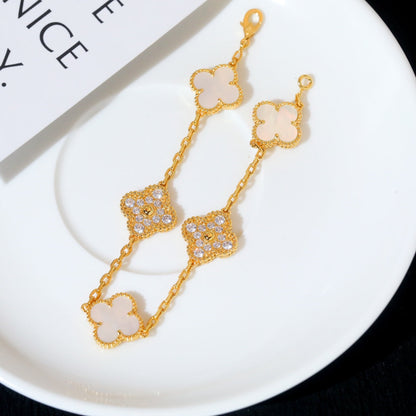 [Regal Jewels]CLOVER BRACELET 5 MOTIF WHITE MOP DIAMOND