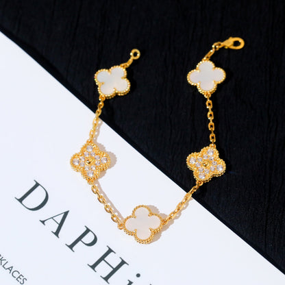 [Regal Jewels]CLOVER BRACELET 5 MOTIF WHITE MOP DIAMOND