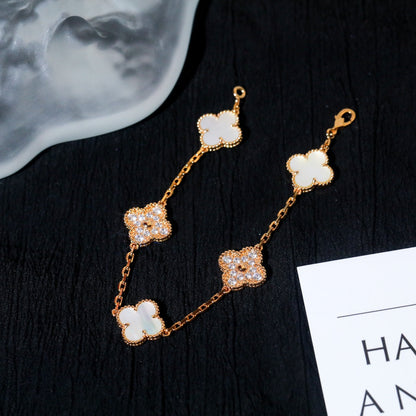 [Regal Jewels]CLOVER BRACELET 5 MOTIF WHITE MOP DIAMOND