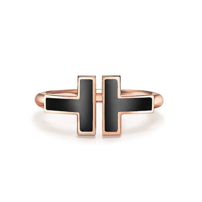 [Aura Jewelry]T SMALL ONYX PINK GOLD RING
