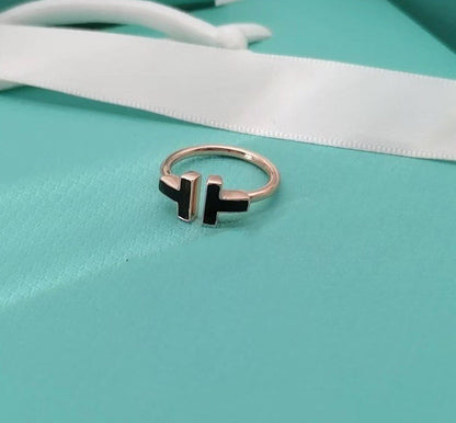 [Aura Jewelry]T SMALL ONYX PINK GOLD RING