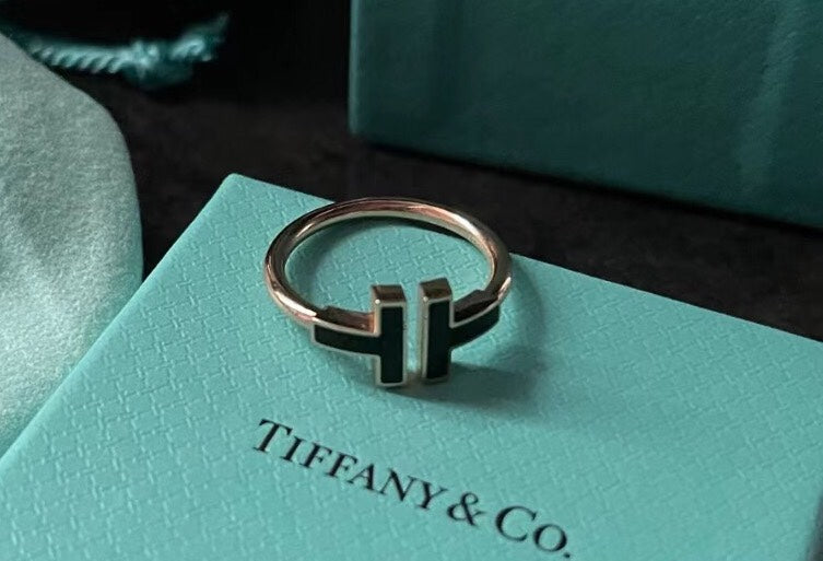 [Aura Jewelry]T SMALL ONYX PINK GOLD RING