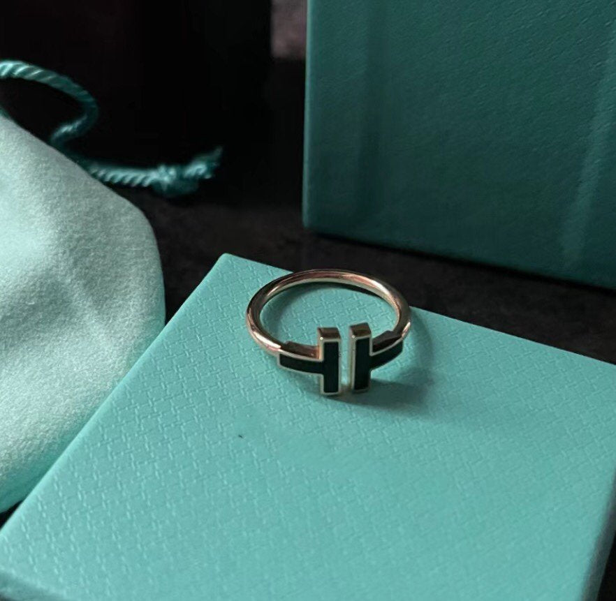 [Aura Jewelry]T SMALL ONYX PINK GOLD RING