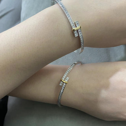[Aura Jewelry]EDGE DIAMOND GOLD SILVER BRACELET