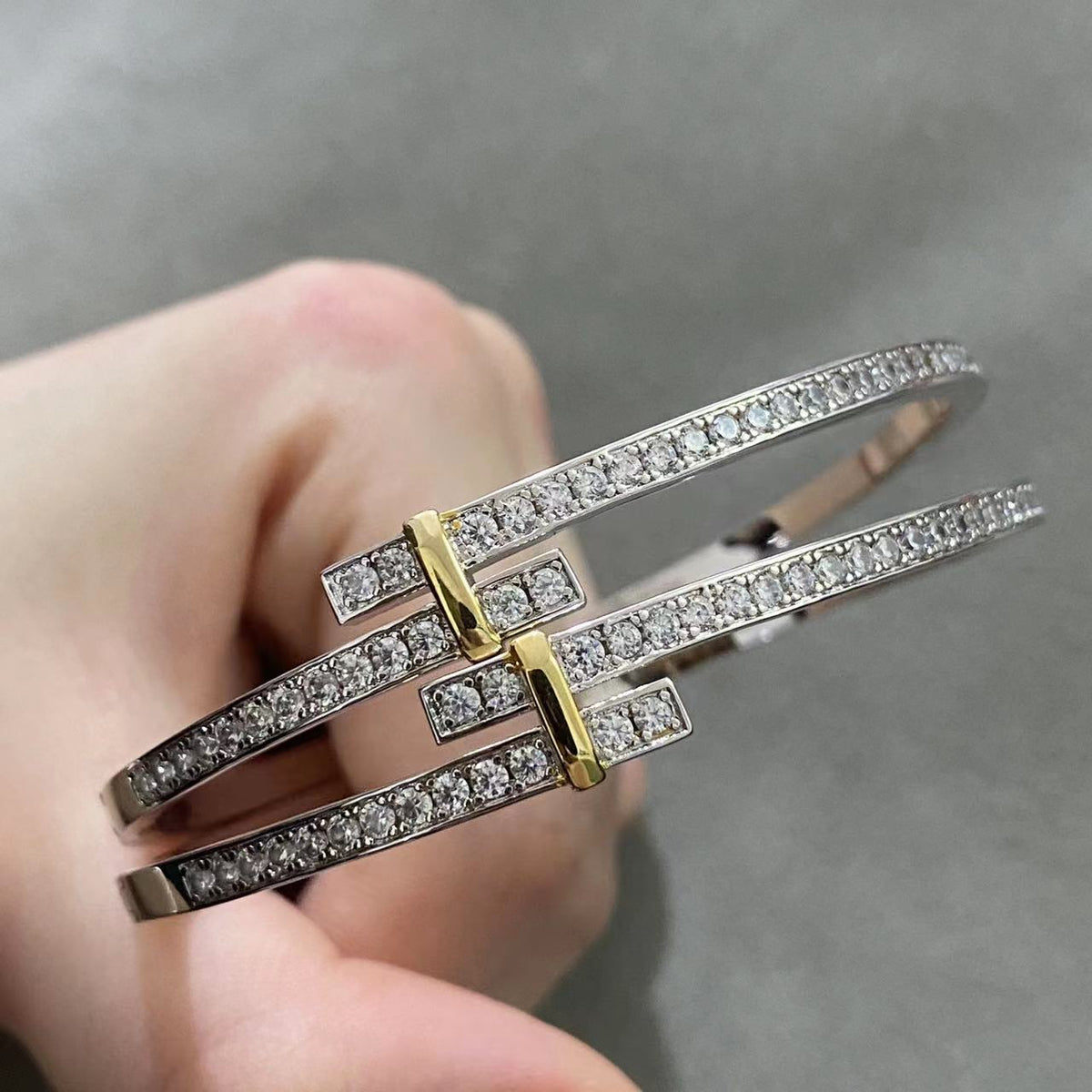 [Aura Jewelry]EDGE DIAMOND GOLD SILVER BRACELET
