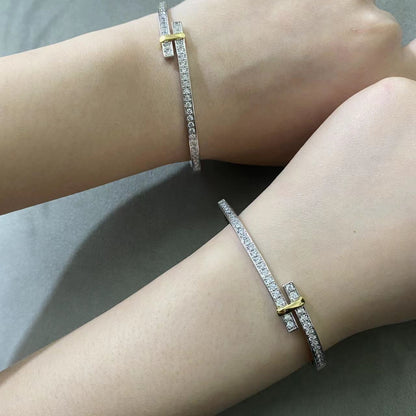 [Aura Jewelry]EDGE DIAMOND GOLD SILVER BRACELET