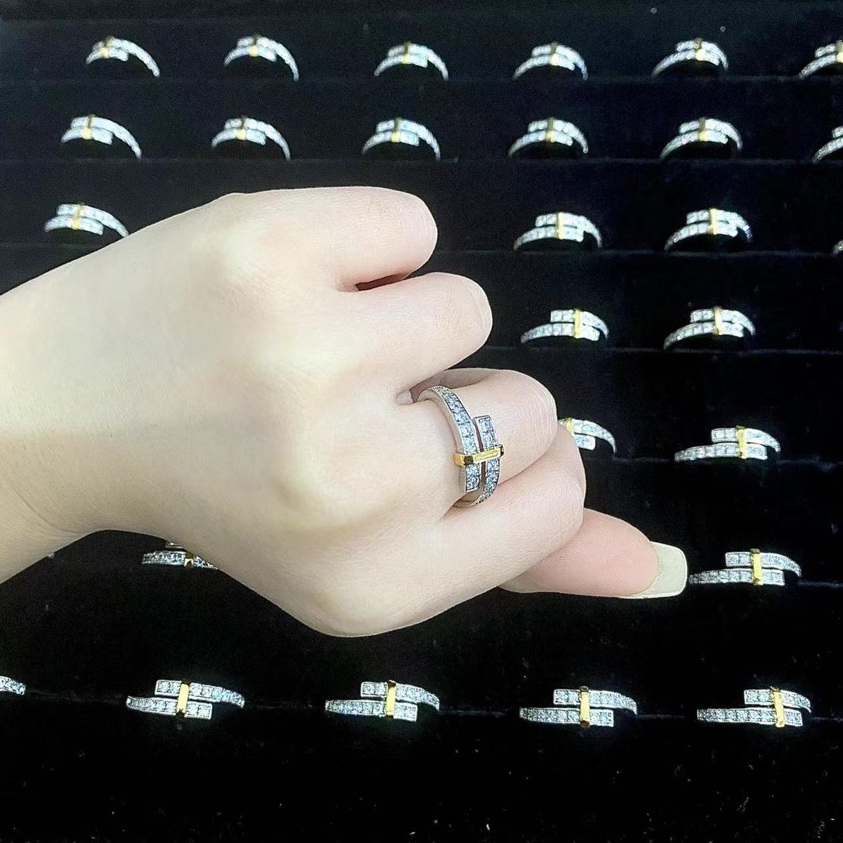 [Aura Jewelry]EDGE GOLD SILVER DIAMOND RING