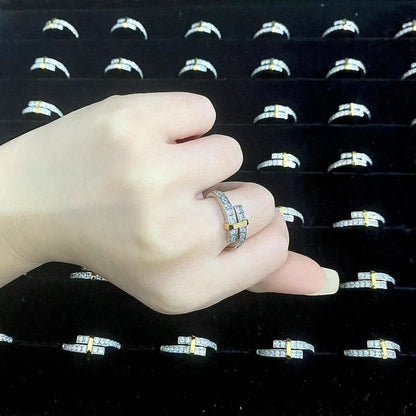 [Aura Jewelry]EDGE GOLD SILVER DIAMOND RING