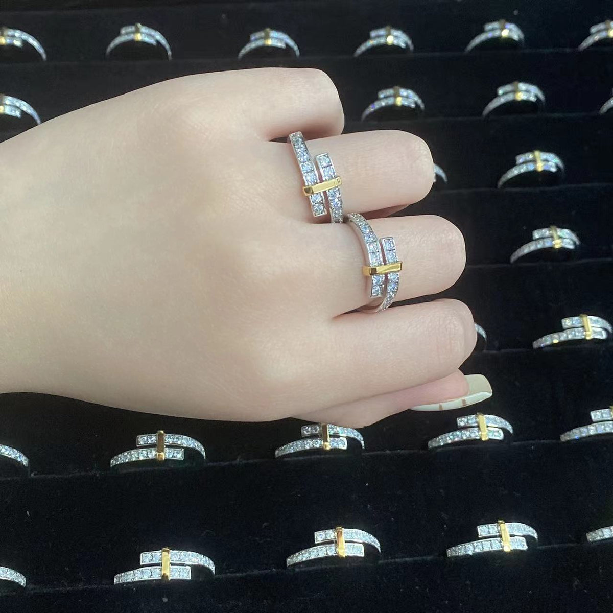 [Aura Jewelry]EDGE GOLD SILVER DIAMOND RING