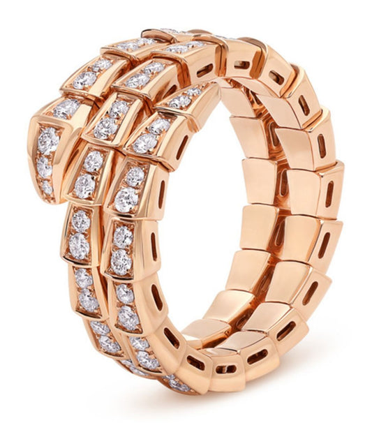 [Aura Jewels]SERPENTI RING PINK GOLD DIAMOND DOUBLE ROW
