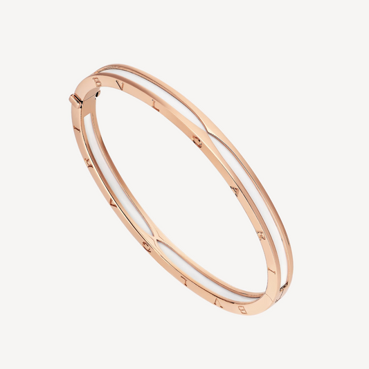 [Aura Jewels]ZERO 1 PINK GOLD WITH WHITE CERAMIC BRACELET