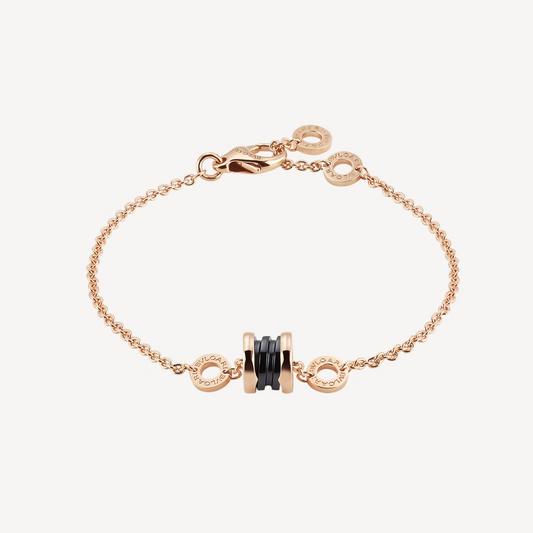 [Aura Jewels]ZERO 1 SOFT PINK GOLD AND BLACK CERAMIC BRACELET