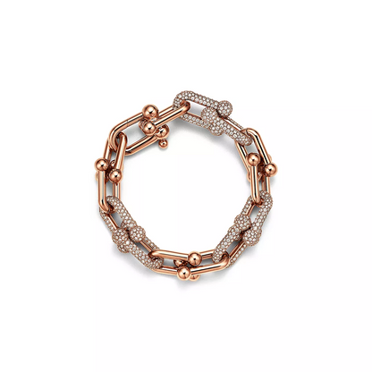 [Aura Jewelry]HARDWEAR LARGE LINK PINK GOLD PAVED DIAMOND BRACELET