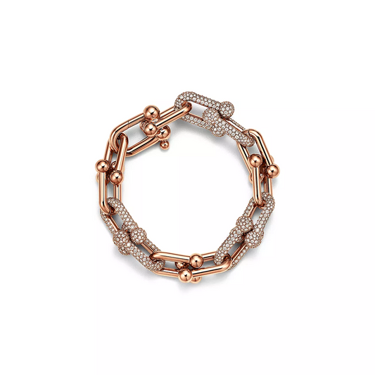 [Aura Jewelry]HARDWEAR LARGE LINK PINK GOLD PAVED DIAMOND BRACELET