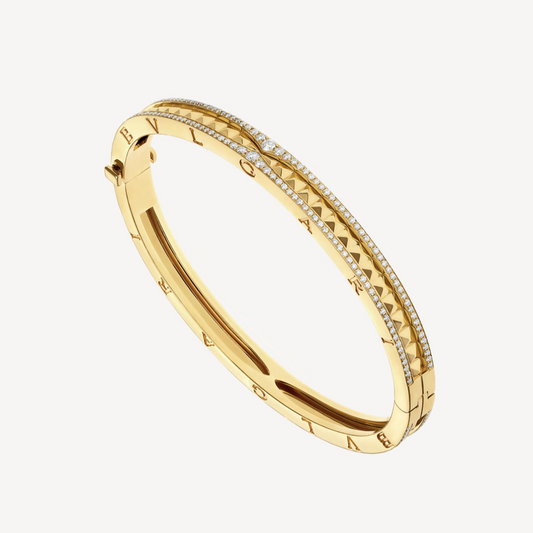 [Aura Jewels]ZERO 1 SPIRAL AND PAVED DIAMOND GOLD BRACELET