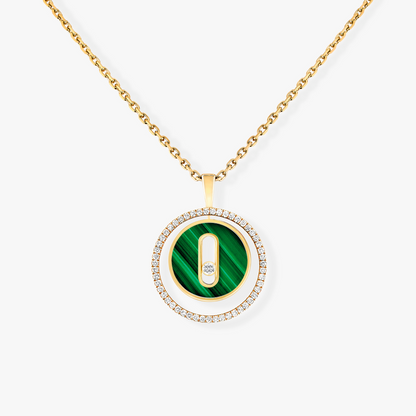 [Regal Jewels]LUCKY MOVE 1 DIAMOND MALACHITE GOLD DIAMOND NECKLACE