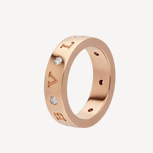 [Aura Jewels]ZERO 1 ESSENTIAL PINK GOLD BAND WITH DIAMONDS RING