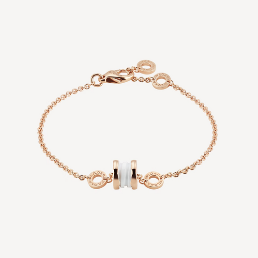 [Aura Jewels]ZERO 1 SOFT PINK GOLD AND WHITE CERAMIC BRACELET