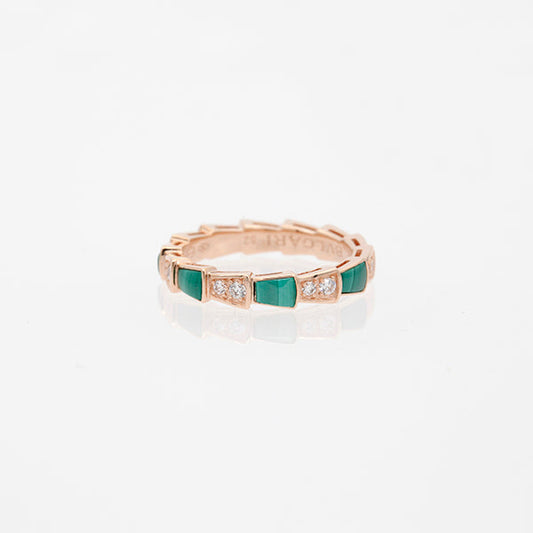 [Aura Jewels]SERPENTI RING PINK GOLD MALACHITE DIAMOND 3MM