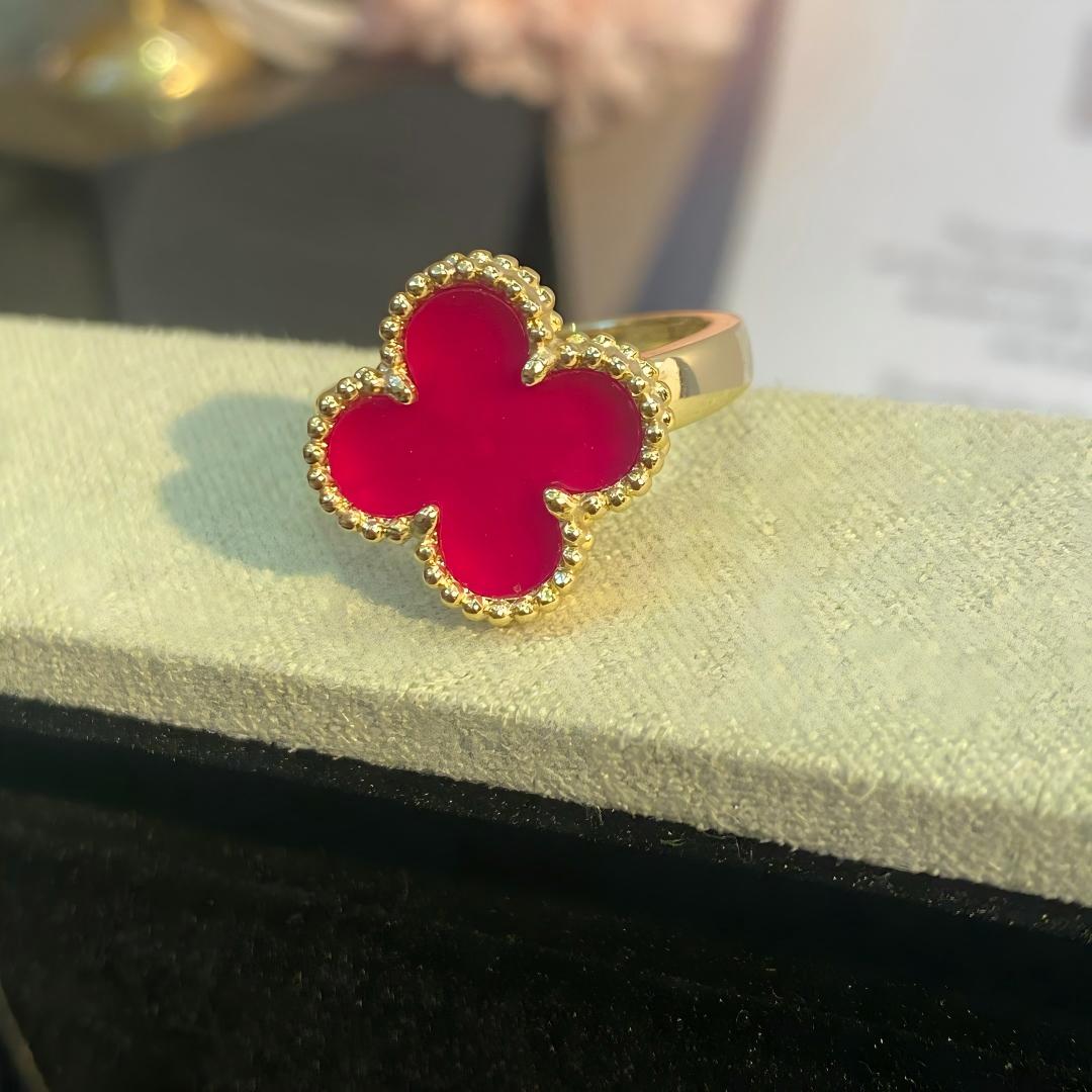 [Aura Jewels]NEW CLOVER PINK ENAMEL RINGS