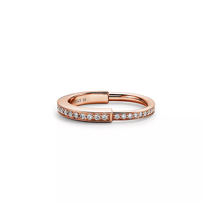 [Aura Jewelry]LOCK RING PINK GOLD DIAMOND PAVED