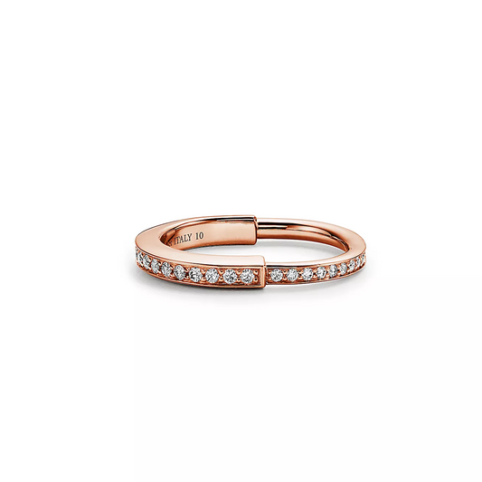 [Aura Jewelry]LOCK RING PINK GOLD DIAMOND PAVED