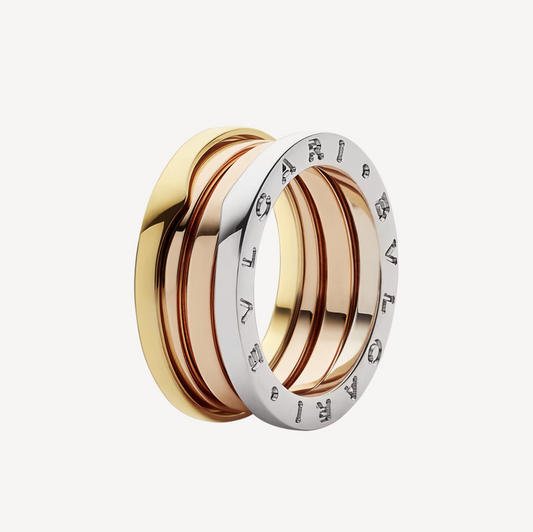 [Aura Jewels]ZERO 1 THREE-BAND ROSE WHITE AND YELLOW RING