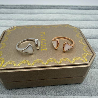[Aura Jewels]FAN SHAPE DOUBLE SHELL OPEN RING