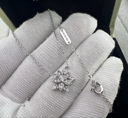 [Regal Jewels] Full Diamond Hollow Lotus Necklace Set