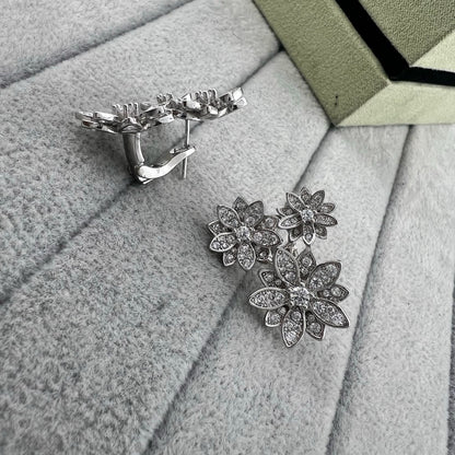 [Regal Jewels] Full Diamond Hollow Lotus Necklace Set