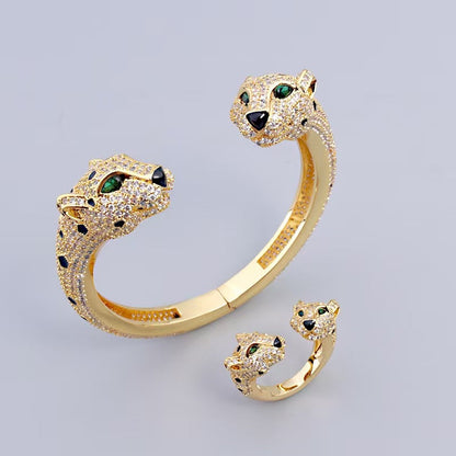[Regal Jewels] Full Diamond Panther Bangle & Ring