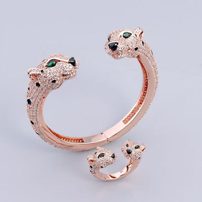[Regal Jewels] Full Diamond Panther Bangle & Ring