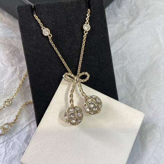 [Regal Jewels] Cherry Crystal Pavé Necklace & Stud Earrings& SeracelettB