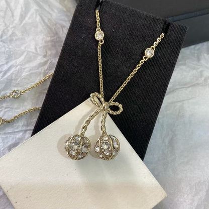 [Regal Jewels] Cherry Crystal Pavé Necklace & Stud Earrings& SeracelettB