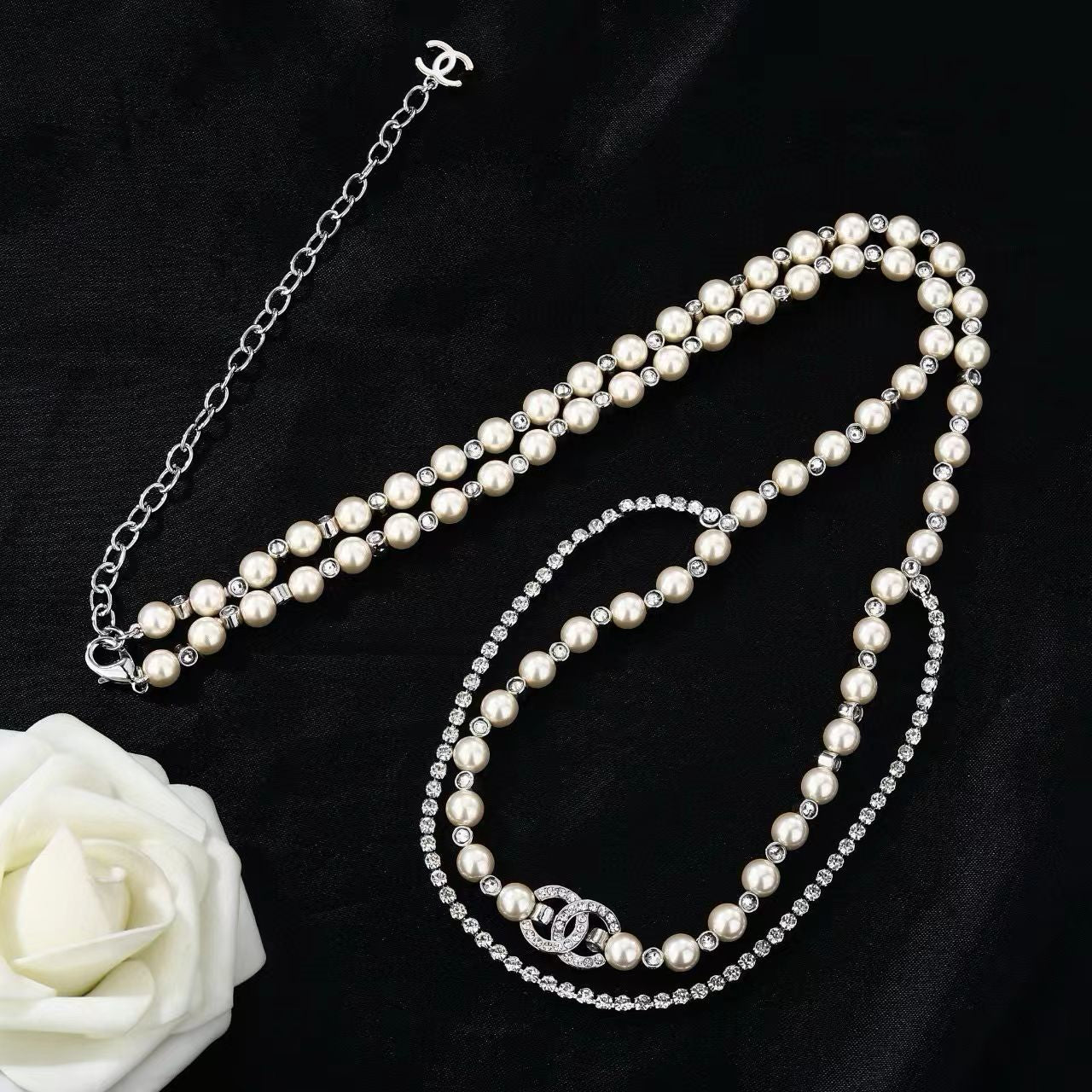 [Regal Jewels]Double C Pearl Waist Chain