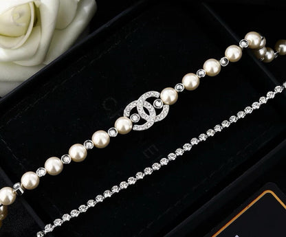 [Regal Jewels]Double C Pearl Waist Chain