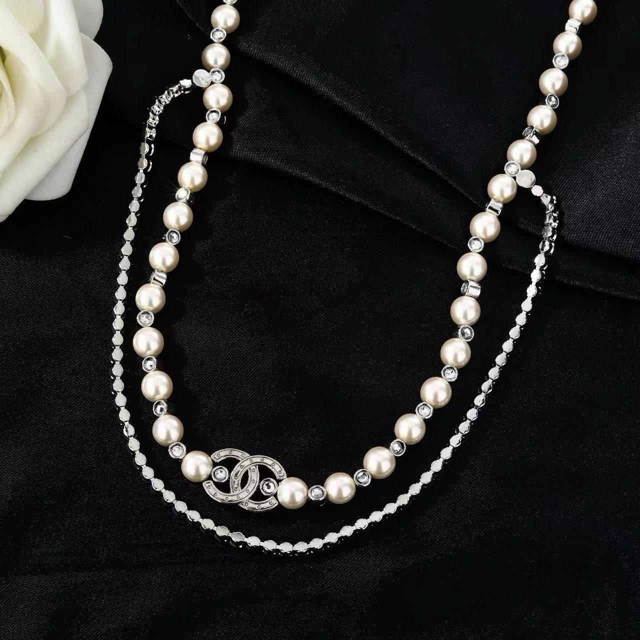 [Regal Jewels]Double C Pearl Waist Chain