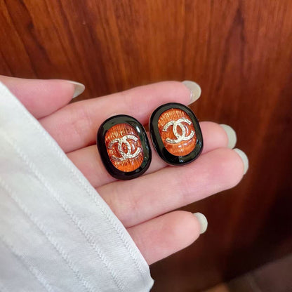 [Regal Jewels]Amber & Glass Stud Earrings